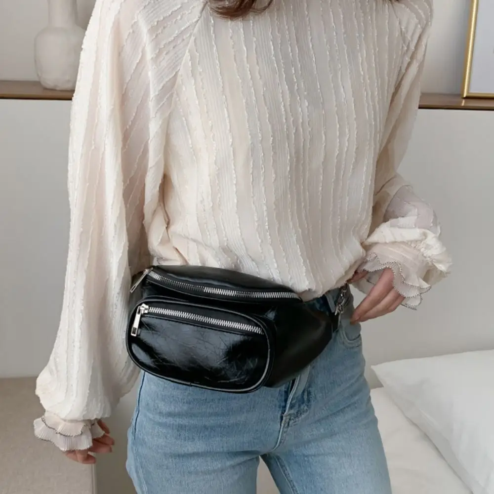 

Поясная сумка из искусственной кожи, однотонная женская нагрудная сумка через плечо из искусственной кожи, большая вместительная поясная сумка через плечо в корейском стиле для мужчин