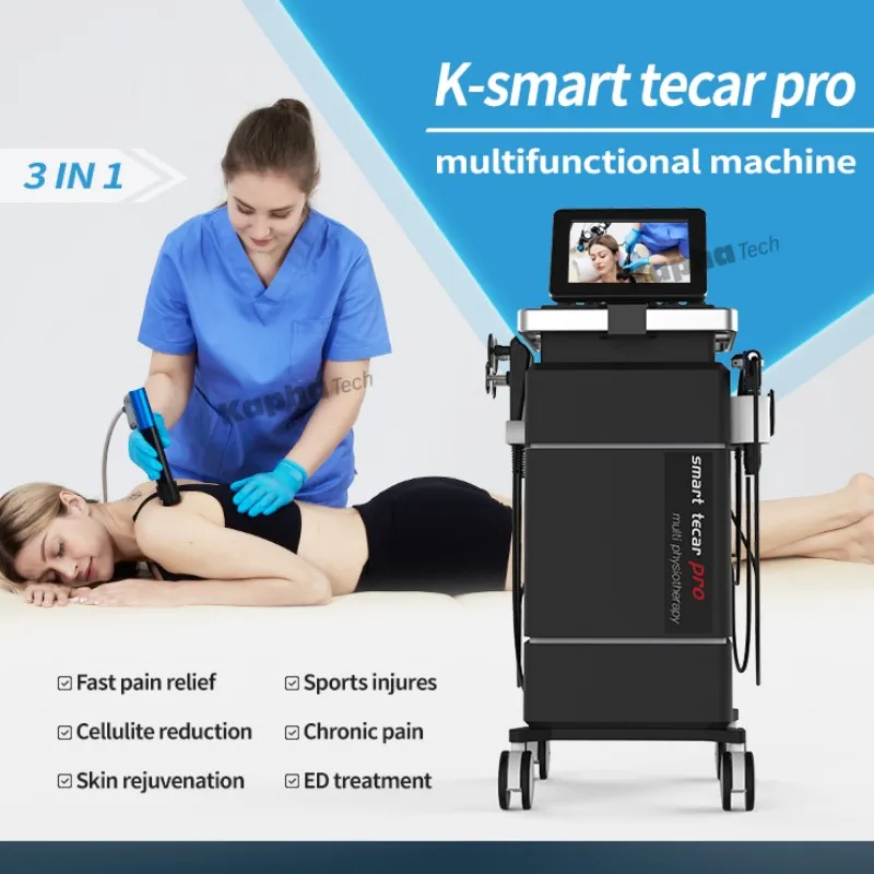 Tecar Wave Pneumagnetic Shockwave Ultrasound and Tecar Therapy Machine with D80 for Pain Relief