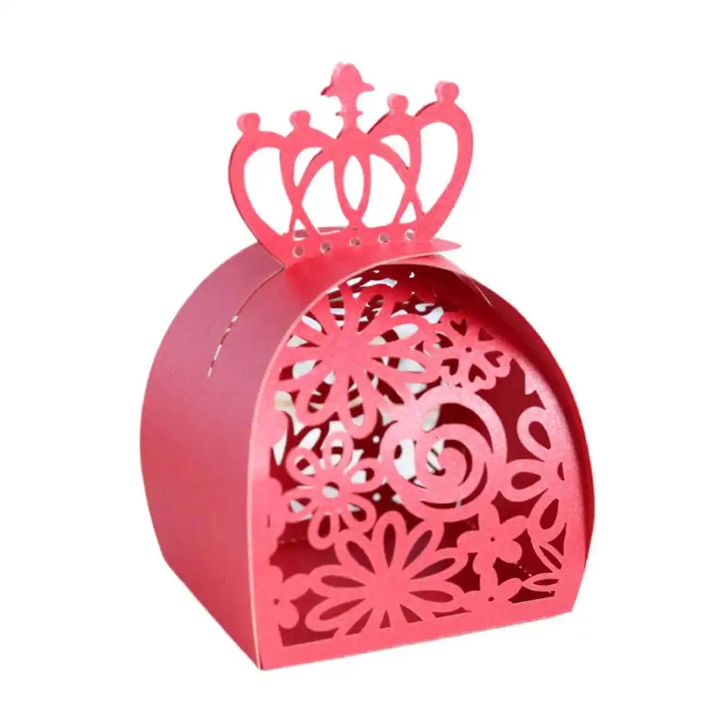 Wholesale Crown Candy Box Hollow Out Flower Candy Chocolate Boxes Paper Children Candies Box Wedding Party Baby Shower Favor