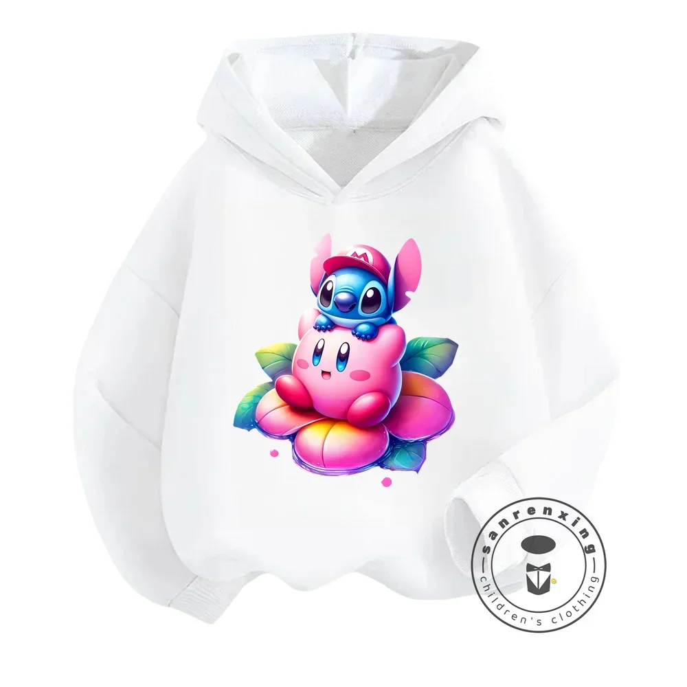 Japanese Style Kirby Hoodie for Kids Spring Autumn Casual Wear Cartoon Printed Popular Game Character Fashion Street Pullover