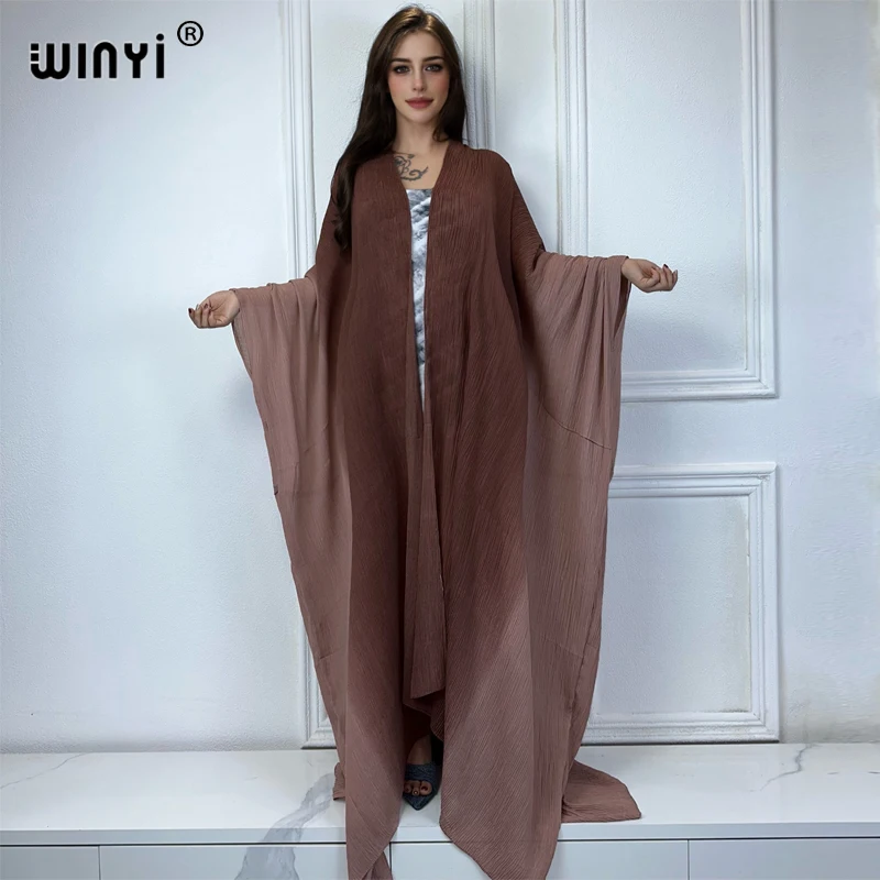 WINYI summer kimono Gradient print cardigan Beach Wear Swim Suit Cover Up Holiday maxi dress fashion coat abaya dubai luxury