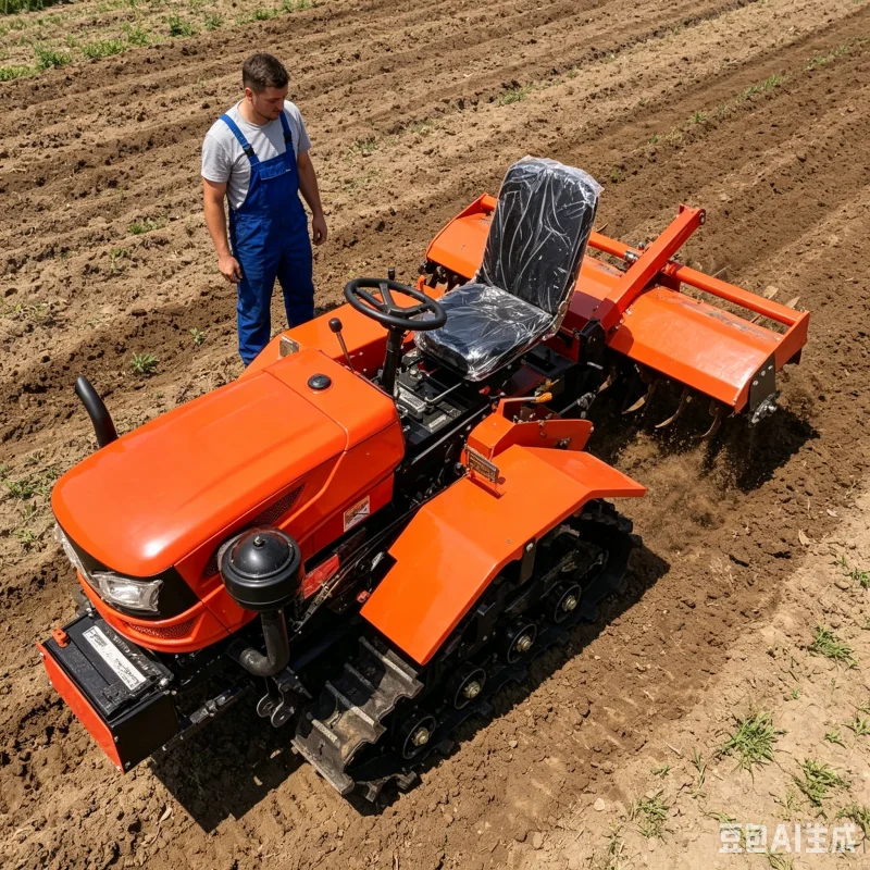 Orchard Diesel Mini Cultivator Crawler Heavy Duty Rotary Tiller Fruit Tree Row Soil Loosening Machine Device