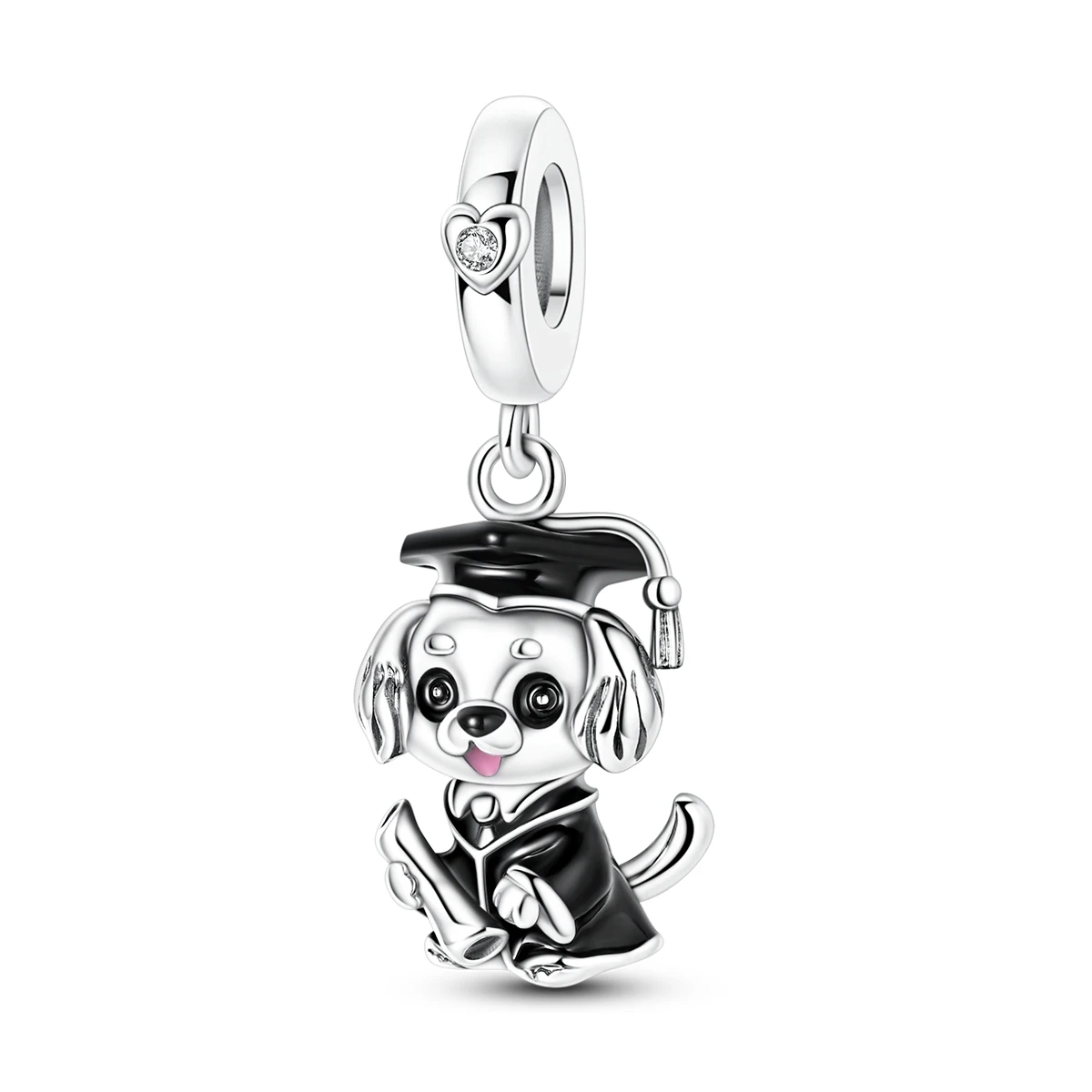 925 Sterling Silver Dog Graduate Charms Graduation Cap Dangle Beads Fit Bracelets Necklace Women Graduation Jewelry Gift