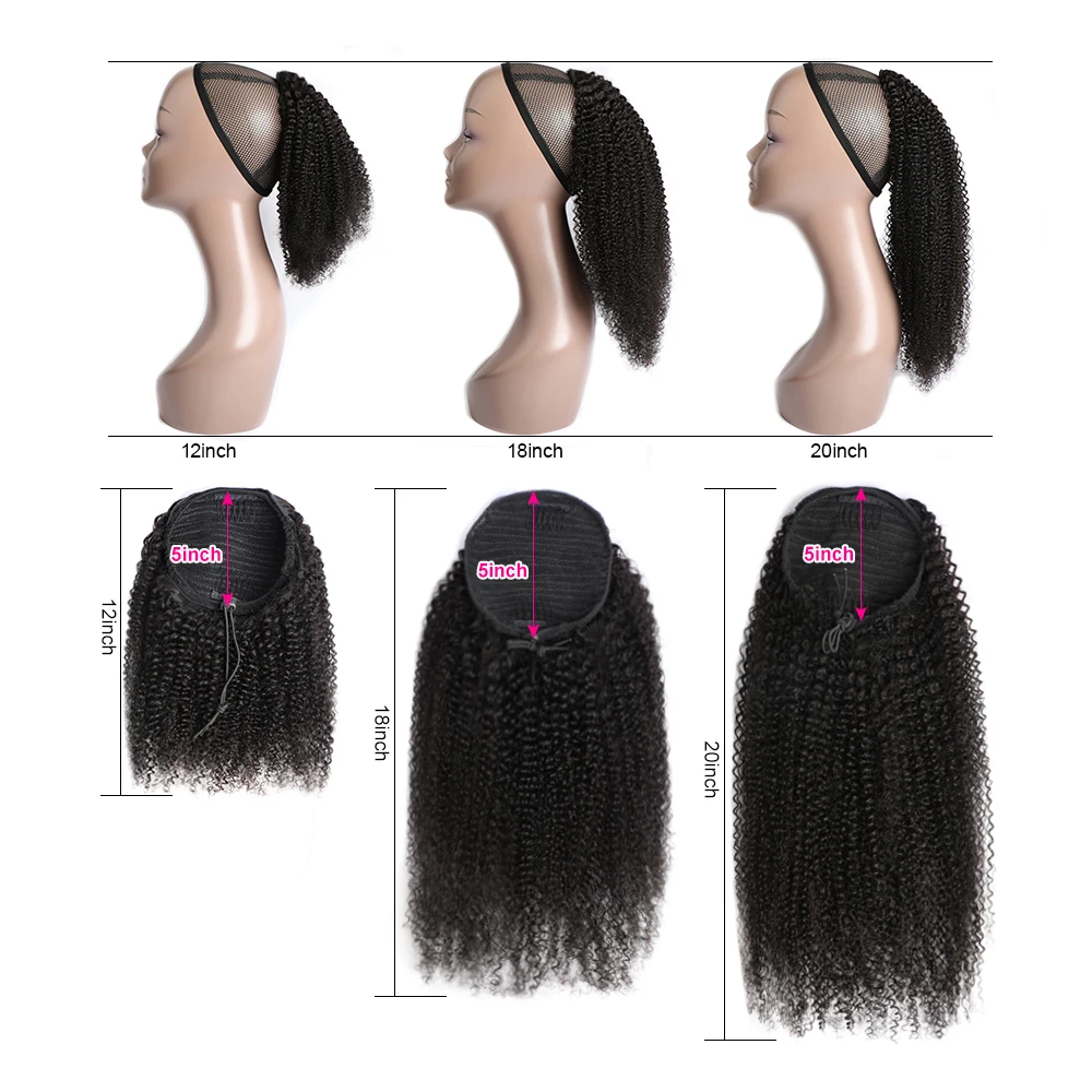 Alibele Afro Kinky Curly Ponytail Extensions Clip In Drawstring Ponytail Human Hair Extensions Mongolian Kinky Curly Hair Pieces