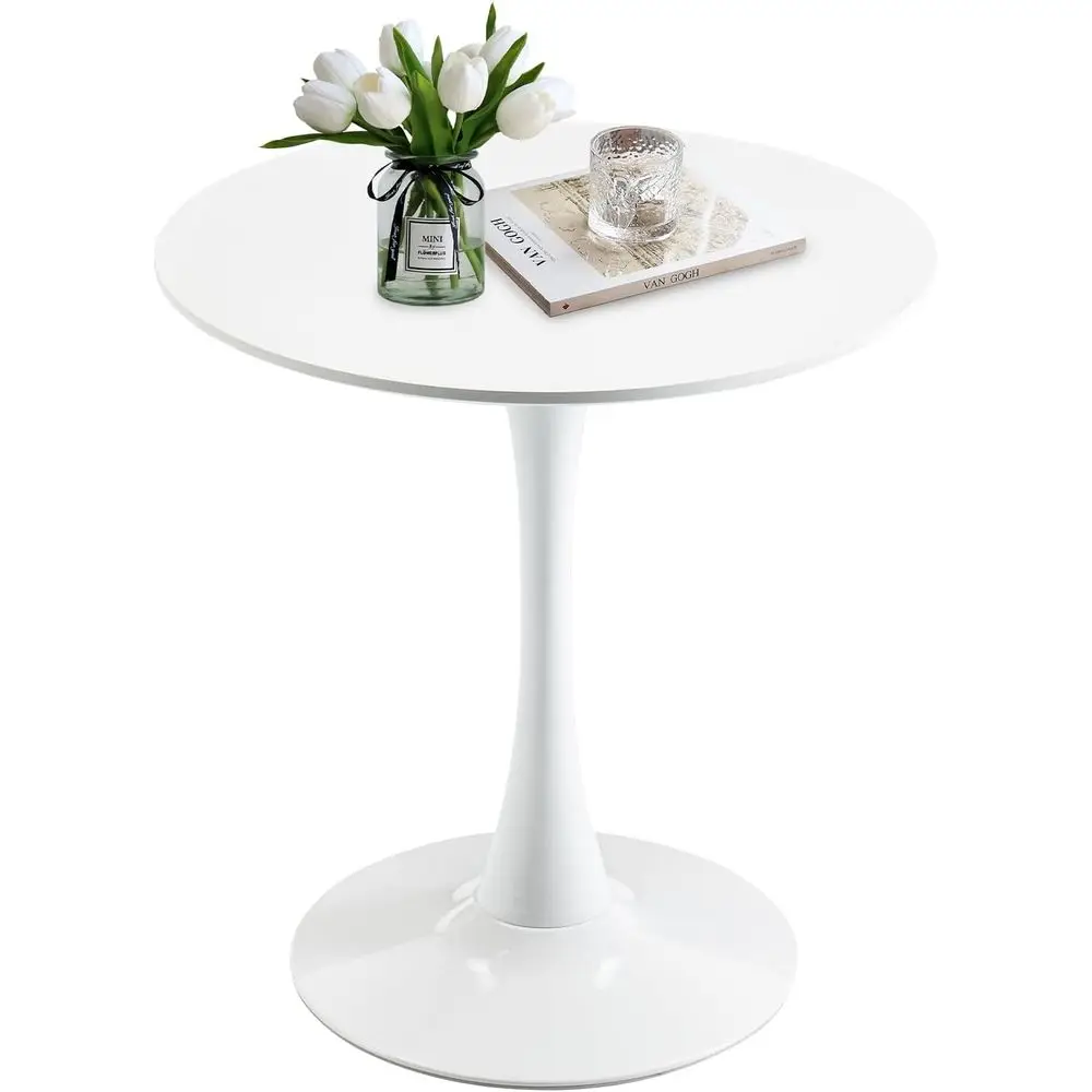 

Compact 27.5 Tulip Dining Table, Modern Design for 1-2, Ideal for Small Spaces in Home or Cafe, White Base