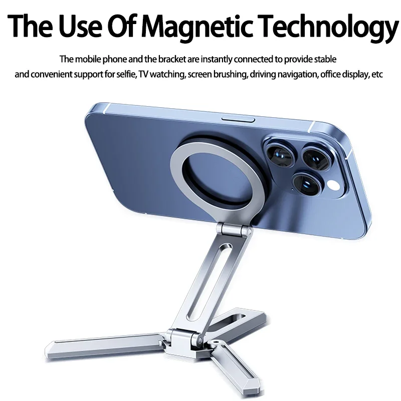 حامل هاتف مغناطيسي قابل للطي سطح المكتب كسول ترايبود حامل هاتف محمول ل Magsafe آيفون 16 15 14 13 12 برو ماكس حامل الهاتف الذكي