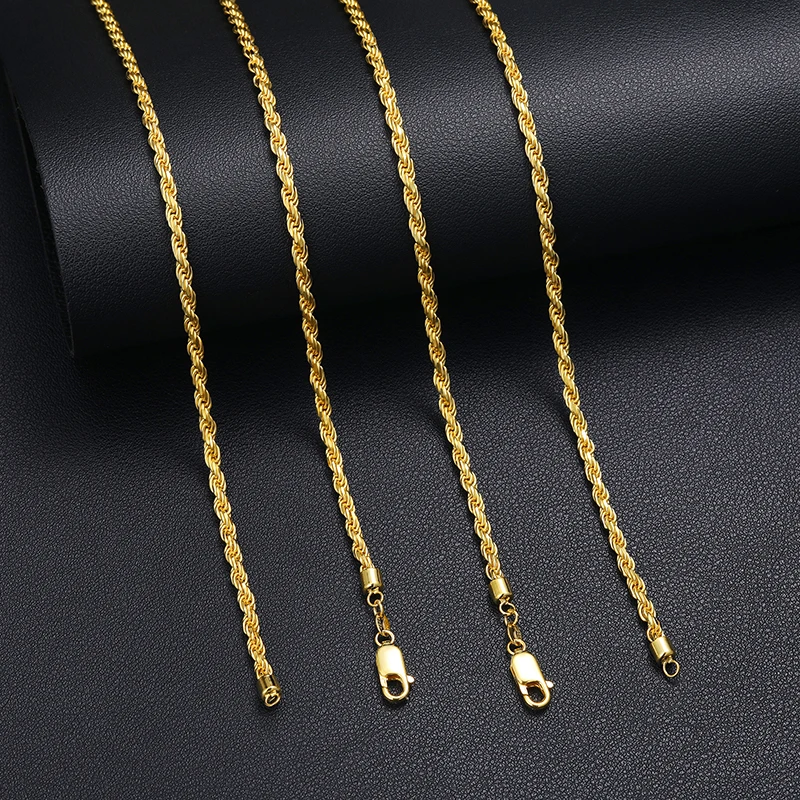 3mm Necklaces 925 Sterling Silver Rope Chain Hip Hop Rock Fashion Jewelry Gift For Women Men