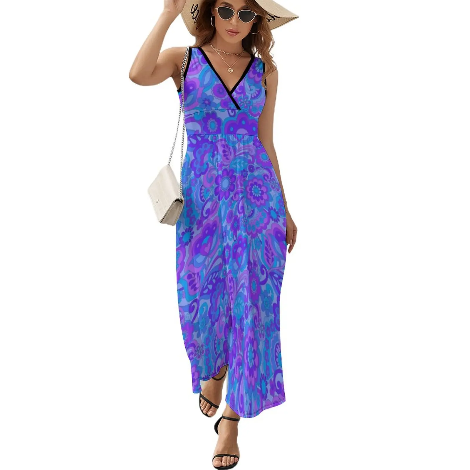 

Purple Flower Power Sleeveless Dress dress summer dresses