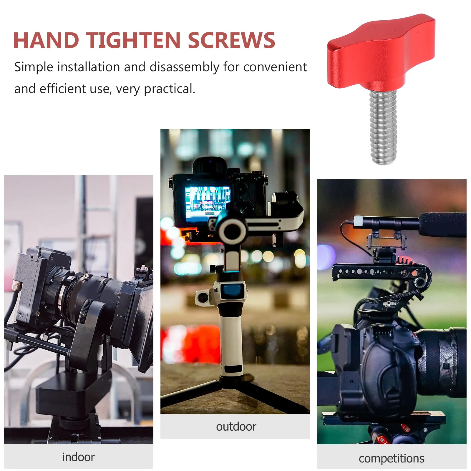 4Pcs Ergonomic T-Shape Thumb Screw Knob for Camera Equipment Tightening Hand Grip Screws Threaded Clamping Aluminum