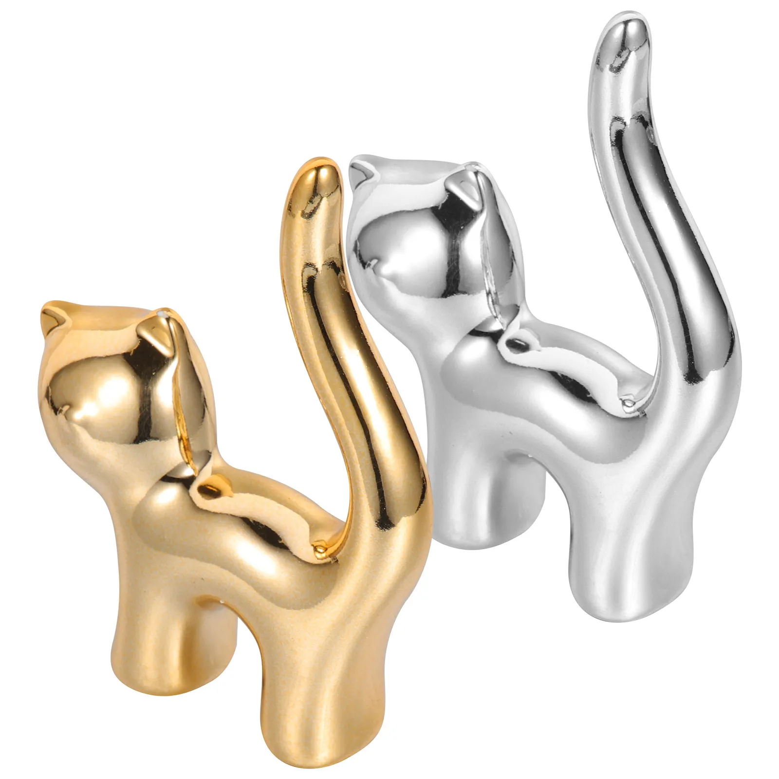 

Набор из 2 керамических подставок для украшений: компактный органайзер для колец с устойчивым основанием для дома