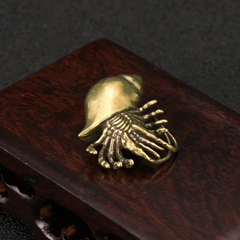 Vintage Brass Hermit Crab Figurines Sea Animal Statues Desktop Ornaments Office Decorations Handmade Crafts Accessories Gifts