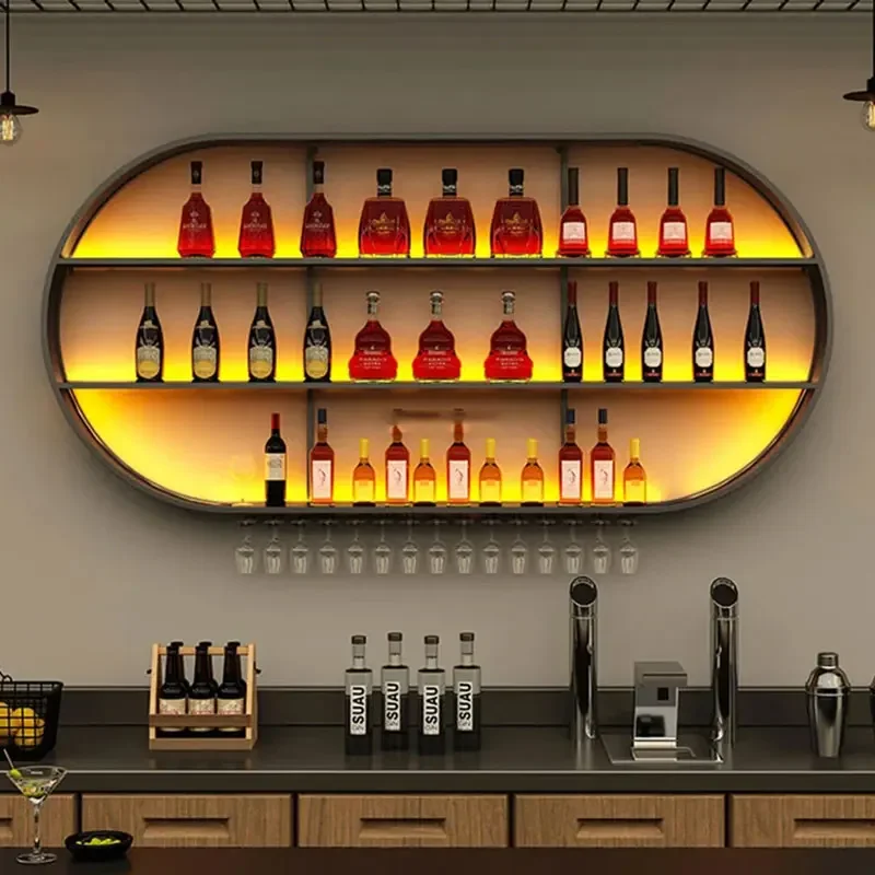 Minimalista Gabinete Display Wall Wine Rack, prateleira moderna, chique armazenamento titular, casa e bar móveis