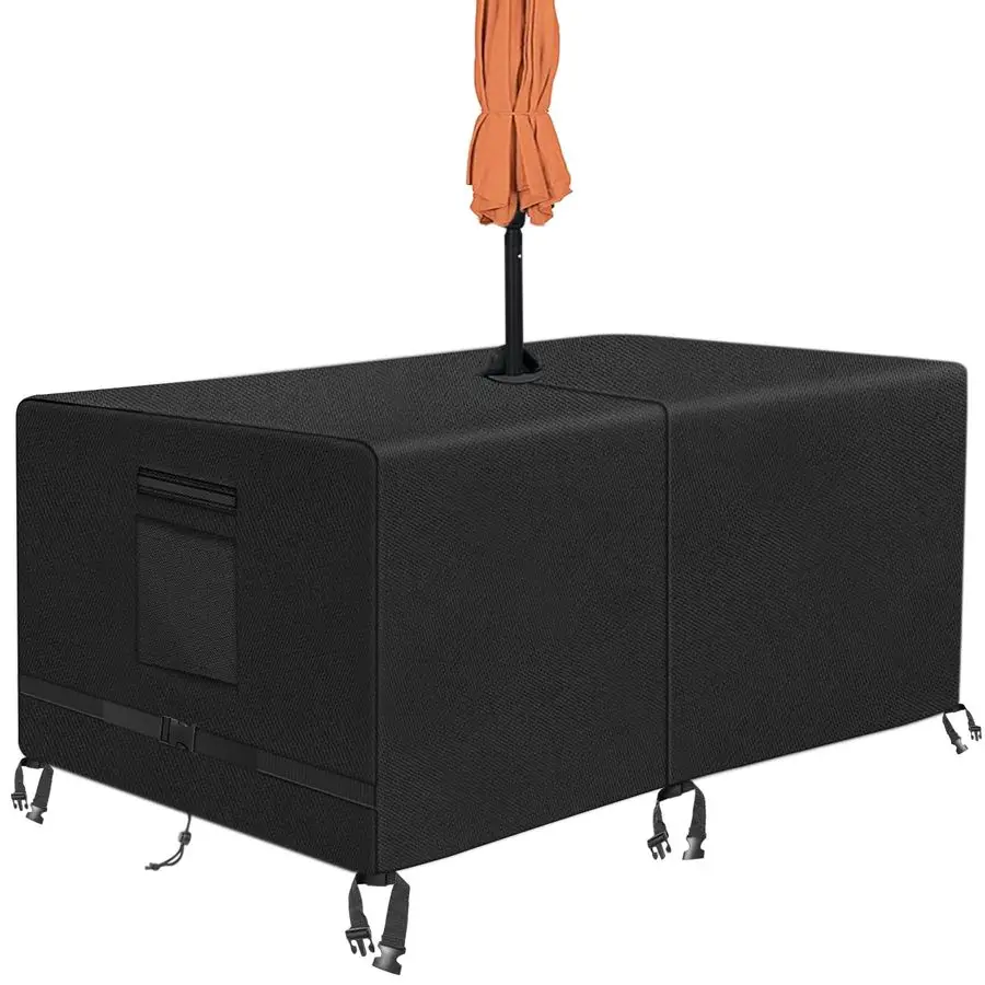 

Rectangle Patio Table Cover with Umbrella Hole Heavy Duty Waterproof 600D Oxford Fabric Outdoor Lawn Patio Furniture Covers Squa