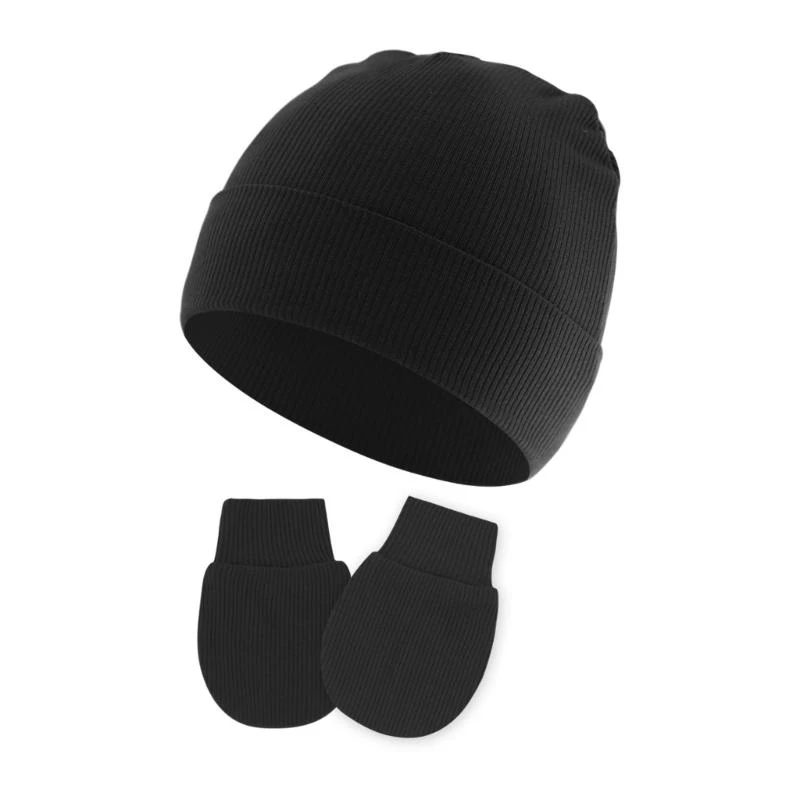 

G2TC Soft Cotton Infant Hat Fetal Caps & Pair of Gloves Set Solid Color Baby Product