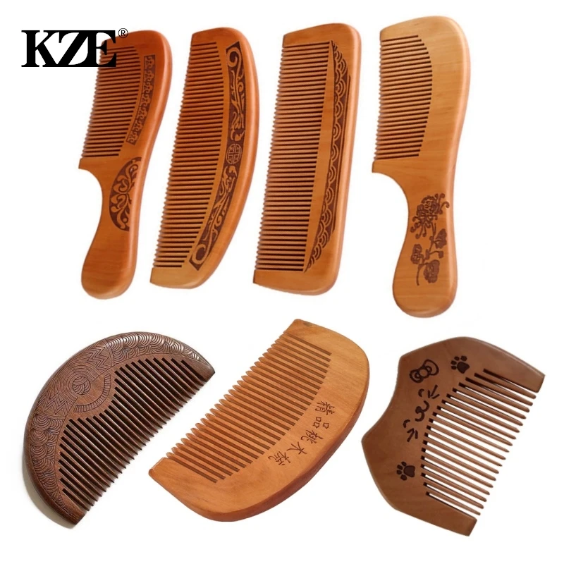 Natural Peach Wood Hair Comb Close Teeth Anti-static Head Massage Hair Care Wooden Tools Styling Accessories Beauty Supplies