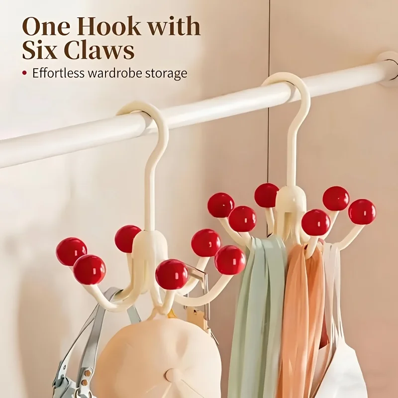 1/3Pcs 360° Rotatable Six-Claw Hook Hanger, Wardrobe Holder for Bags, Hats & Lingerie, Smart Space Saving Closet Organizer