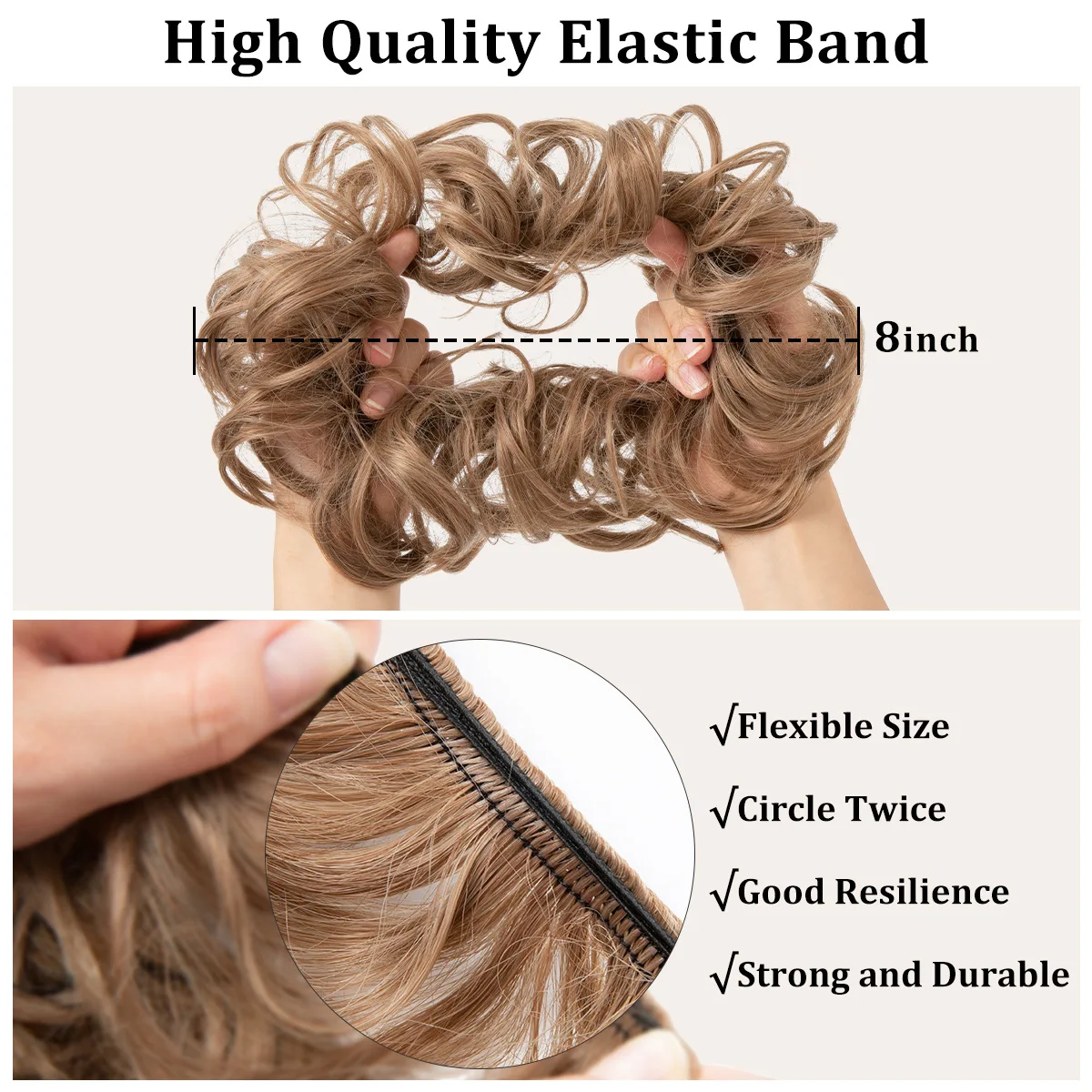 Matte Hair, Fluffy Natural Bun, Daily Classic Style, Curly Wig, Versatile for Women, Easy To Wear