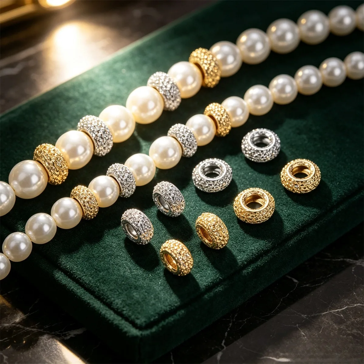 14K Gold Plated Dragon & Snake Scale Pattern Beads, Large Hole Slider Spacer Beads for DIY Bracelet & Necklace Jewelry Making Ac