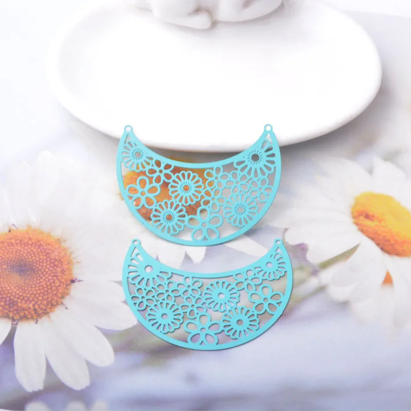 20 Stück Ausverkauf AA4301 Messing Schmuck Mond Anhänger DIY Damen Ohrring Halskette Zubehör – Detail 7