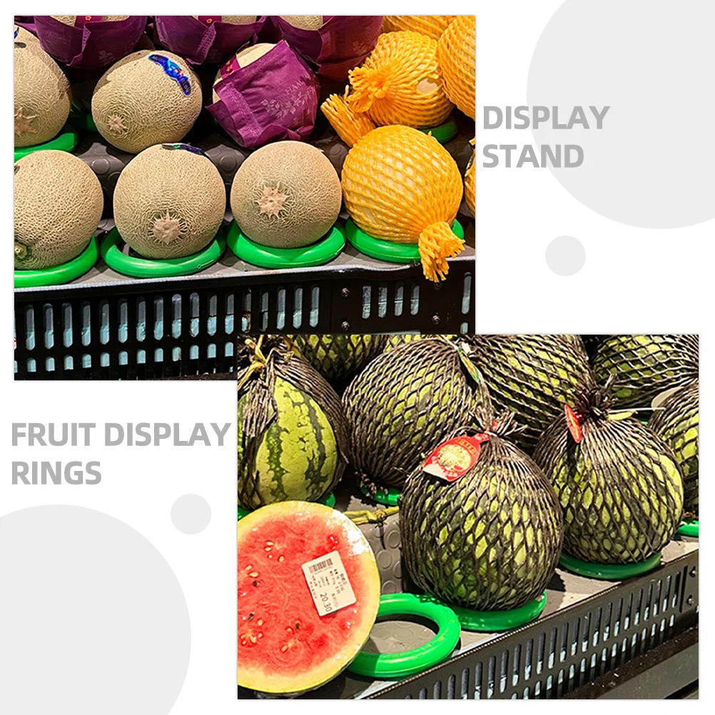 12 قطعة حامل حلقة عرض الفواكه البلاستيكية حامل الفاكهة غير القابل للانزلاق لقاعدة عرض السوبر ماركت المستديرة