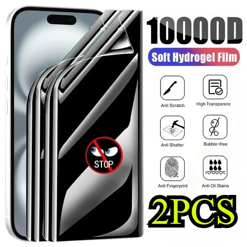 

2Pcs Anti-Spy Hydrogel Film for iPhone 16 15 14 13 Pro Max 14 15 Plus Screen Protector For iPhone 16e 12 11 Pro XS XR Soft Film
