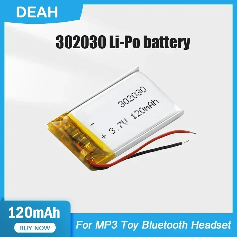 1-4PCS 302030 120mAh 3.7V Lipo Lithium Polymer Rechargeable Battery For GPS MP3 MP4 Toy Bluetooth Headset Speaker LED Light