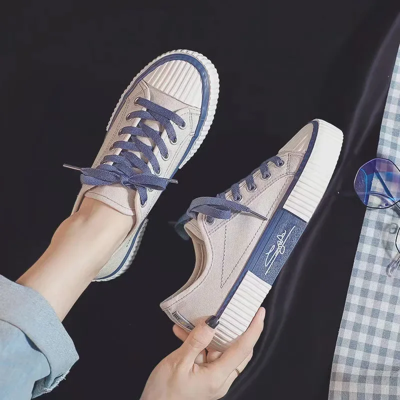 Women Canvas Shoes Breathable Comfort Flat Caual Korean Version Trend Lace Up Board Shoes Fashion Student Versatile Women's Shoe