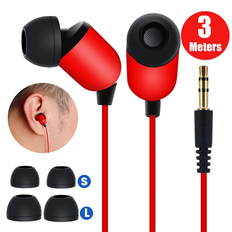 3.5mm In-Ear Earphone Super Bass Headset Stereo Earbuds Headphone Wired 3 Meters Extra Long Cable for Professional DJ Monitoring