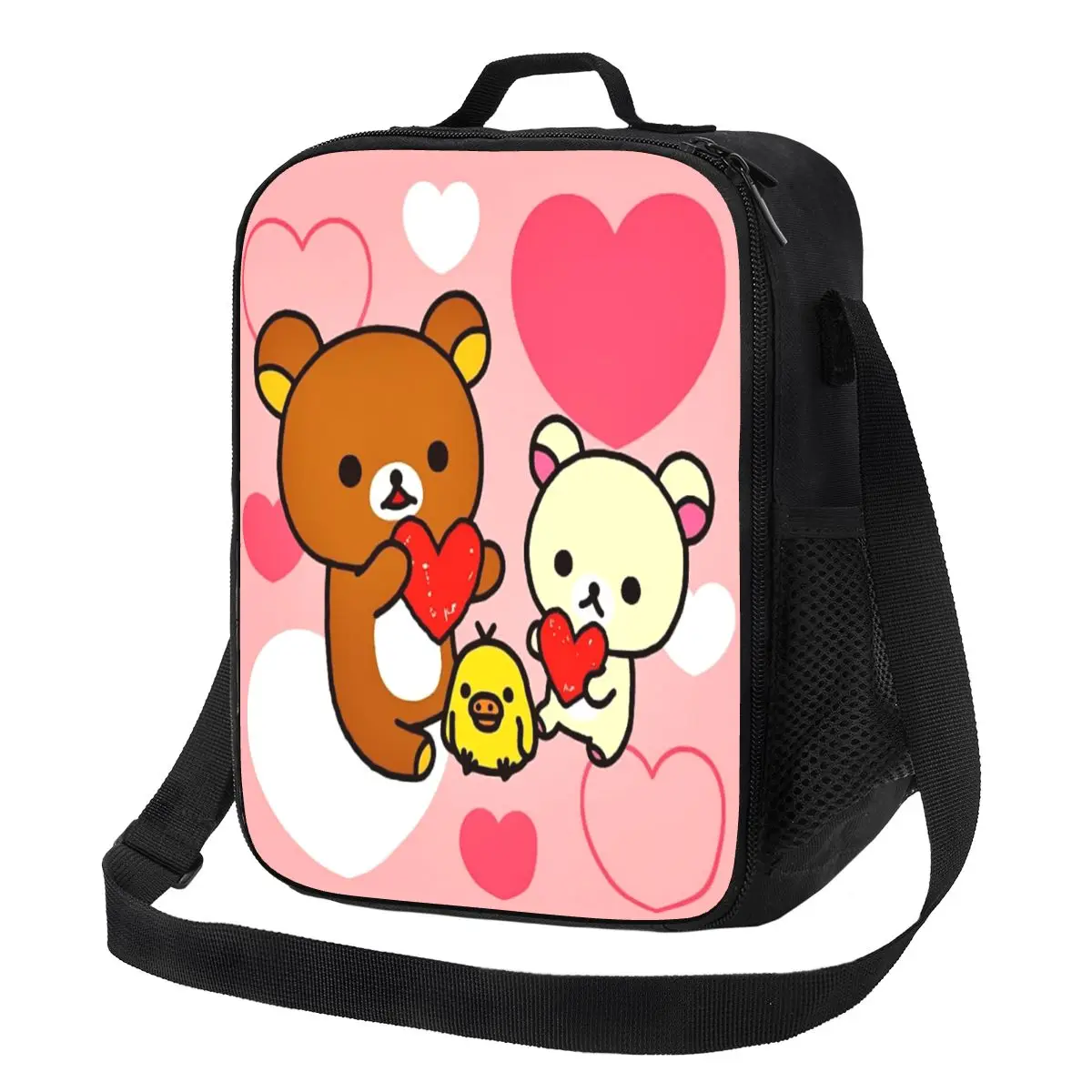 

Custom Rilakkuma Love Insulated Lunch Bags for Outdoor Picnic Waterproof Thermal Cooler Bento Box Women Kids
