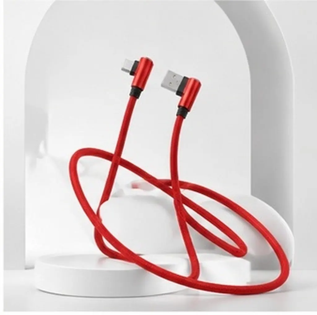 1M Micro Interface Charging Cable Right Angle Type-C USB Cord Fast Charge High Durability Nylon Braided Data Sync Cord