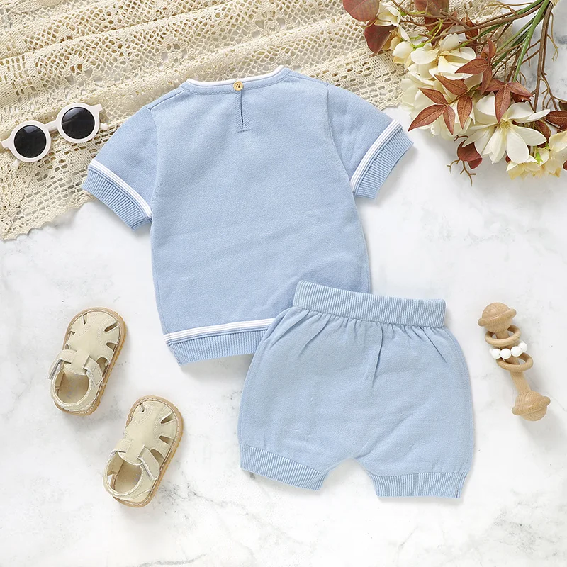 

Baby Clothes Sets Summer Solid Short Sleeve T-Shirts+Shorts 2PCS Outfits for Newborn Boys Cotton Tracksuits 0-18m Infant Costume