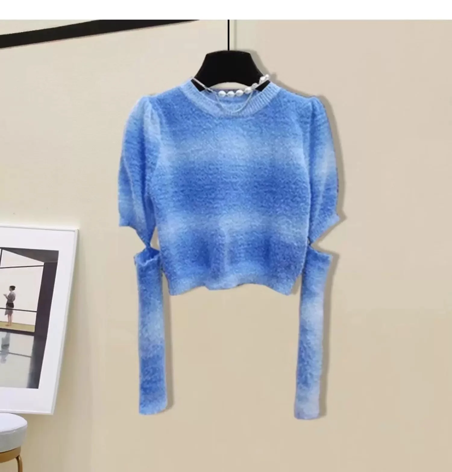 

Вязаный свитер со съемными рукавами, женские пуловеры, спортивные осенние фонарики в стиле пэчворк, городской мягкий дышащий современный стиль