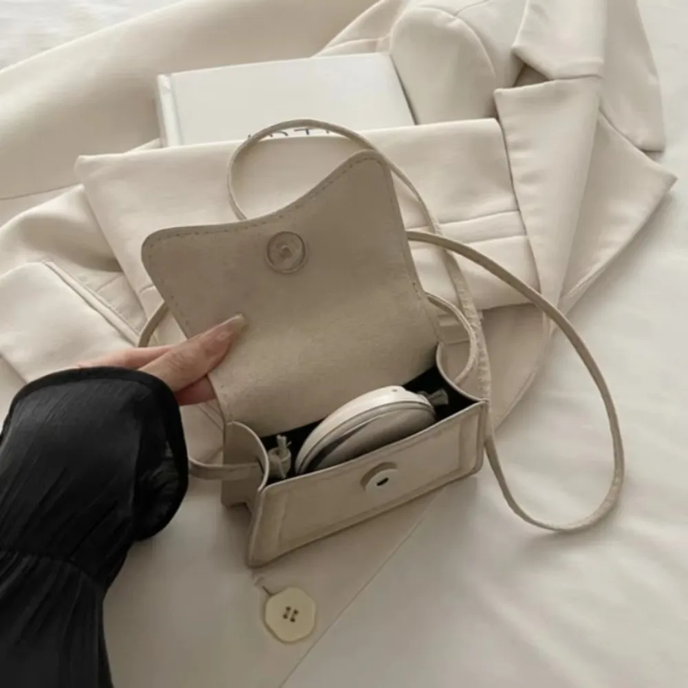 Fashion Suede Crossbody Bag Square Shape Mini Shoulder Bag Solid Color High Quality Bag Daily Use