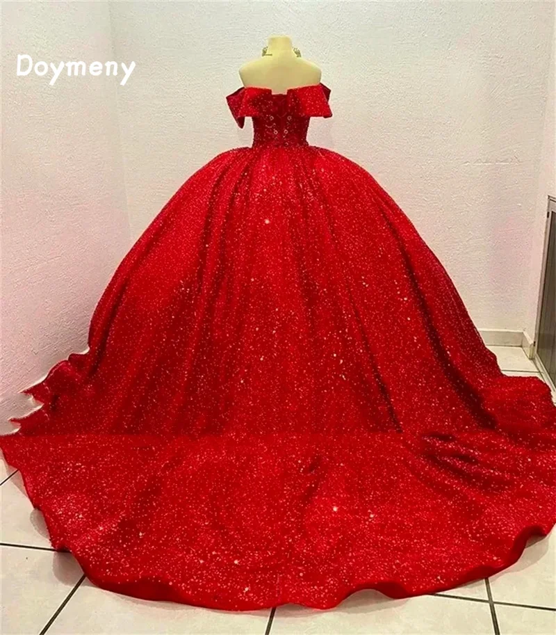 

Doymeny бархатные блестящие платья Quinceanera с блестками с поясом для официальной церемонии на выпускной для принцессы 15 лет