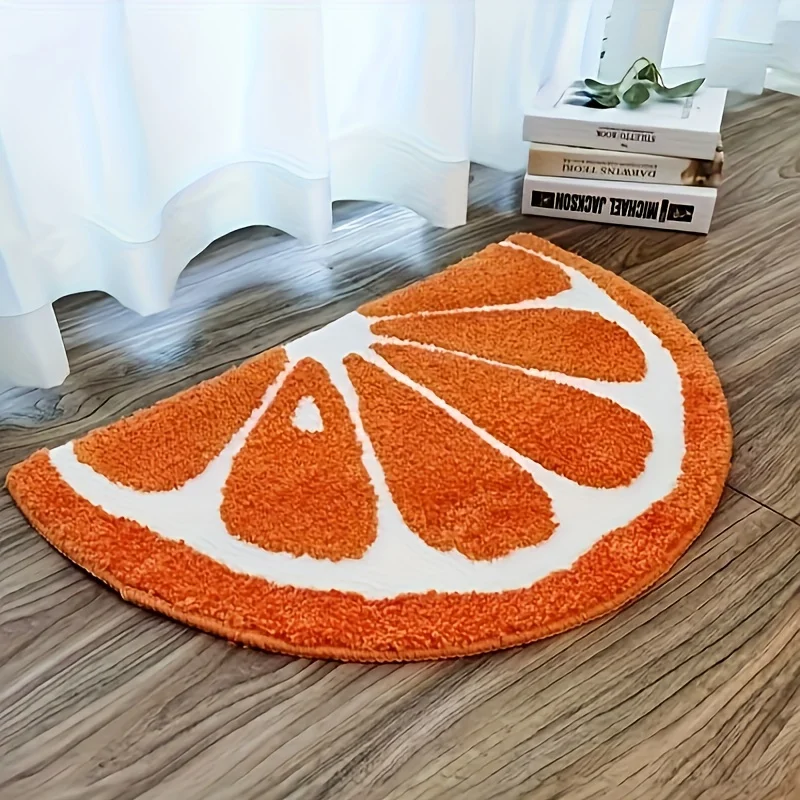 VIKAMA orange semi-circular bathroom floor mat anti slip quick drying bathroom shower room carpet modern bathroom decoration
