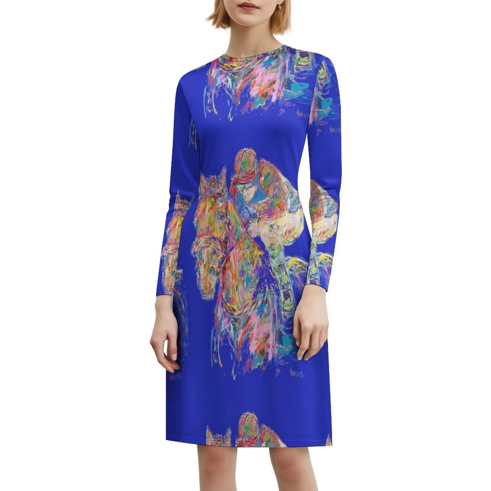 فستان أزرق رايدر بوهو أنيق أنيق لحفلات الزفاف على الشاطئ فستان ديربي جالوب أسكوت هورس سباق الخيل ملابس نسائية #6