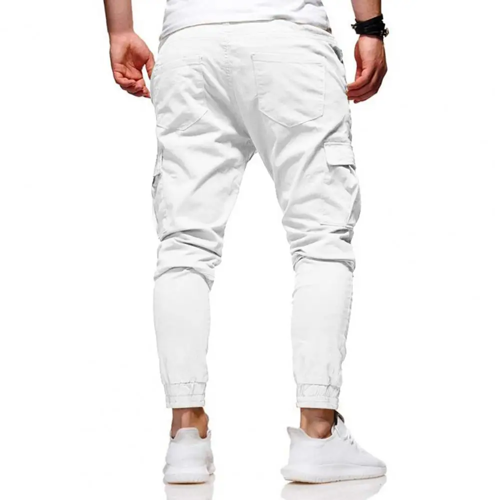 

Men Thick Cargo Pants Drawstring Waist Warm Jogger Pants Autumn Winter Casual Trousers With Multiple Pockets For Travel Wear