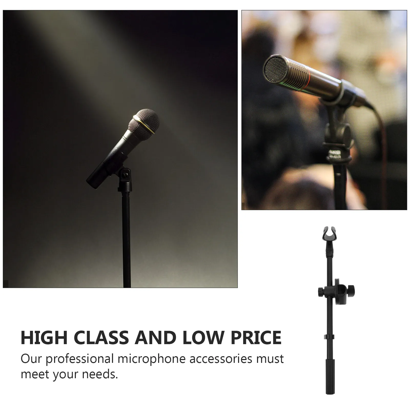 1Set Sturdy Metal Microphone Stand Boom Arm with Clamp Desktop Mount Adjustable Height Folding Type for Singing Voice Recording