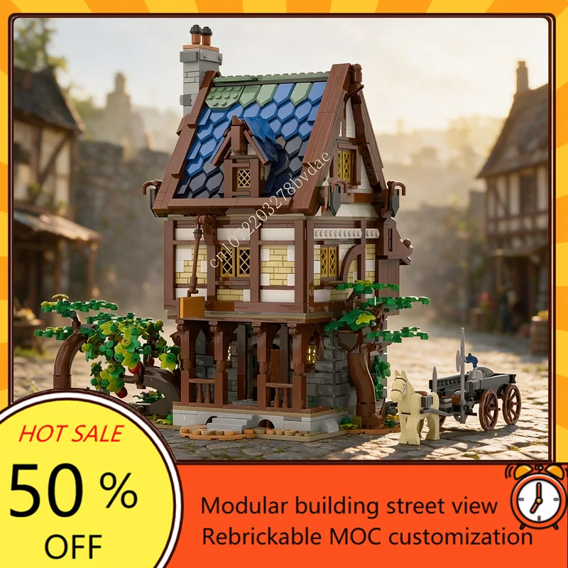 2283PCS MOC Castle Medieval Tavern Puzzles DIYAssembly Holiday Architecture Birthdayal Toys Christmas Gifts for Adults Ages