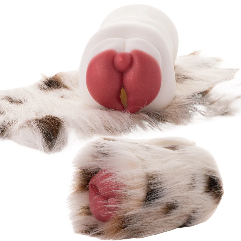 LUUK Dog Shaped Furry Male Masturbators Pocket Pussy Stroker Sucking Sex Toys for Man Pleasure Silicone Realistic Vaginal Onahle