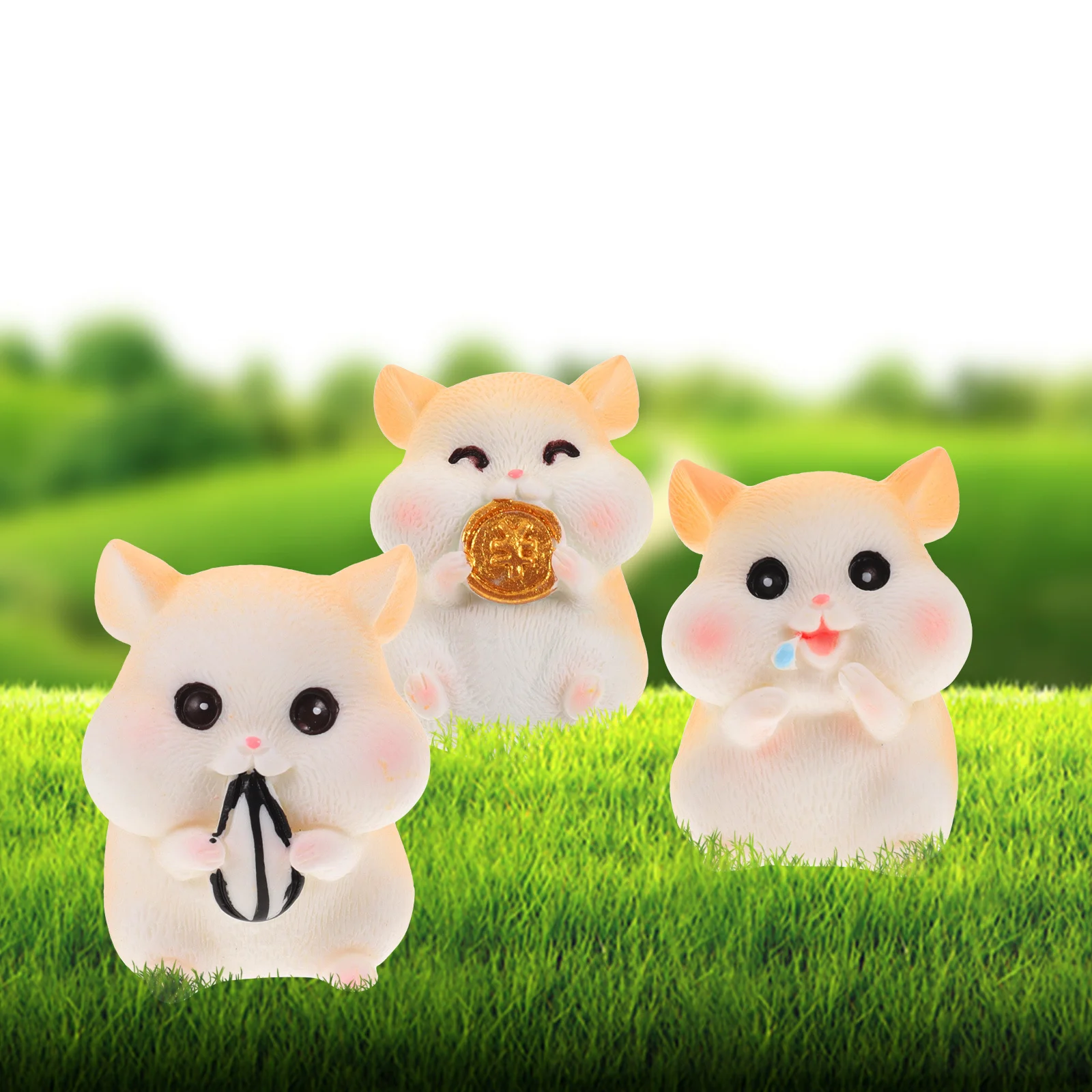 

1 set Hamster Resin Craft Small Animal Figurines Cute Animal Desktop Decor Carved Statue For Office Home