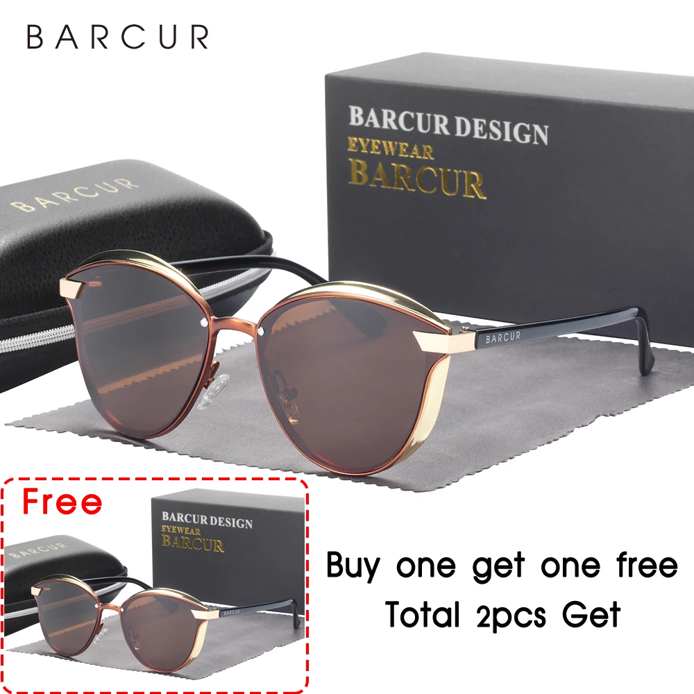 BARCUR Stijl Gepolariseerde Zonnebril Voor Vrouwen Catmore Ronde Zonnebril Dames Dames Eyewear Accessoire UVAB Bescherming