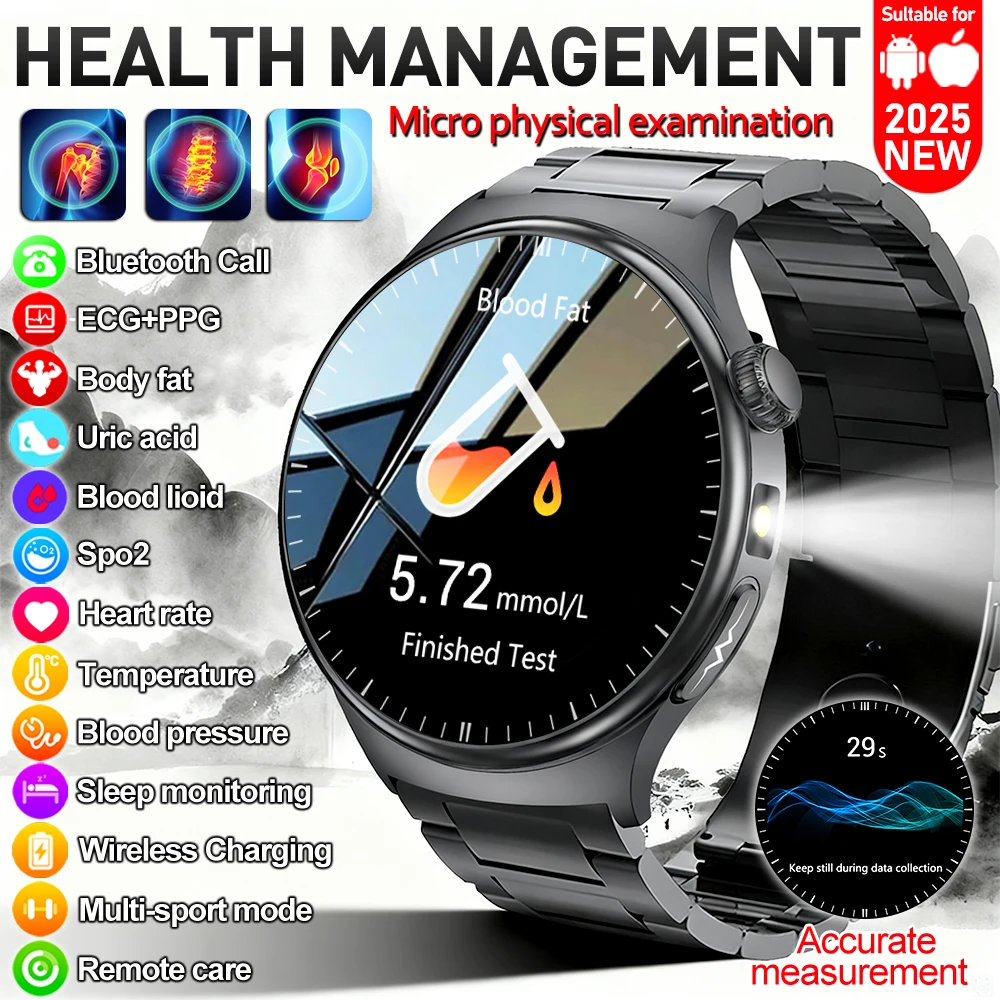 New Nursing Health Laser Cure Blood Pressure Smart Watch Men Heart Rate Pulse Sleep Bluetooth Call Body Monitor Men Smart Watch