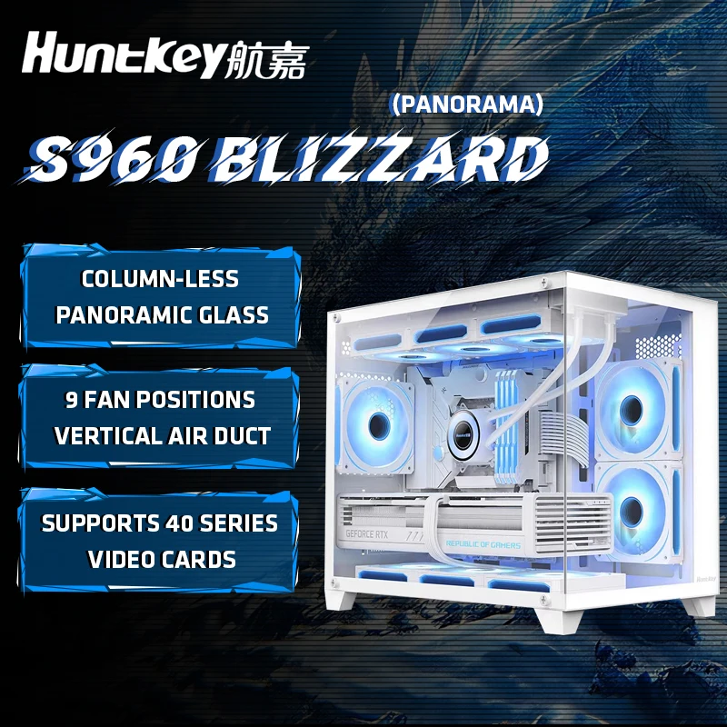 

Huntkey S960 X Case Sea View Room Gaming Computer Desktop M-ATX ITX Motherboard Double-Sided Tempered Glass PC Gamer Cabinet