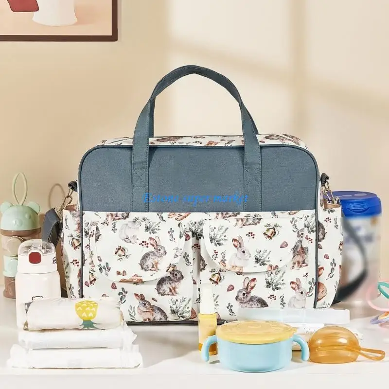

090B Mom Bag Multifunction Travel Bag Fashionable Diaper Bag Cloth & Fiber for Moms