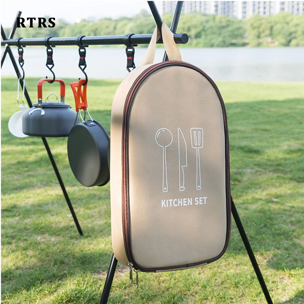 Outdoor Camping Cookware Storage Bag, Kitchenware Bolsa, Churrasco Faca Bag, Portátil Viagem Cutelaria Cooler Bag, Piquenique Bag