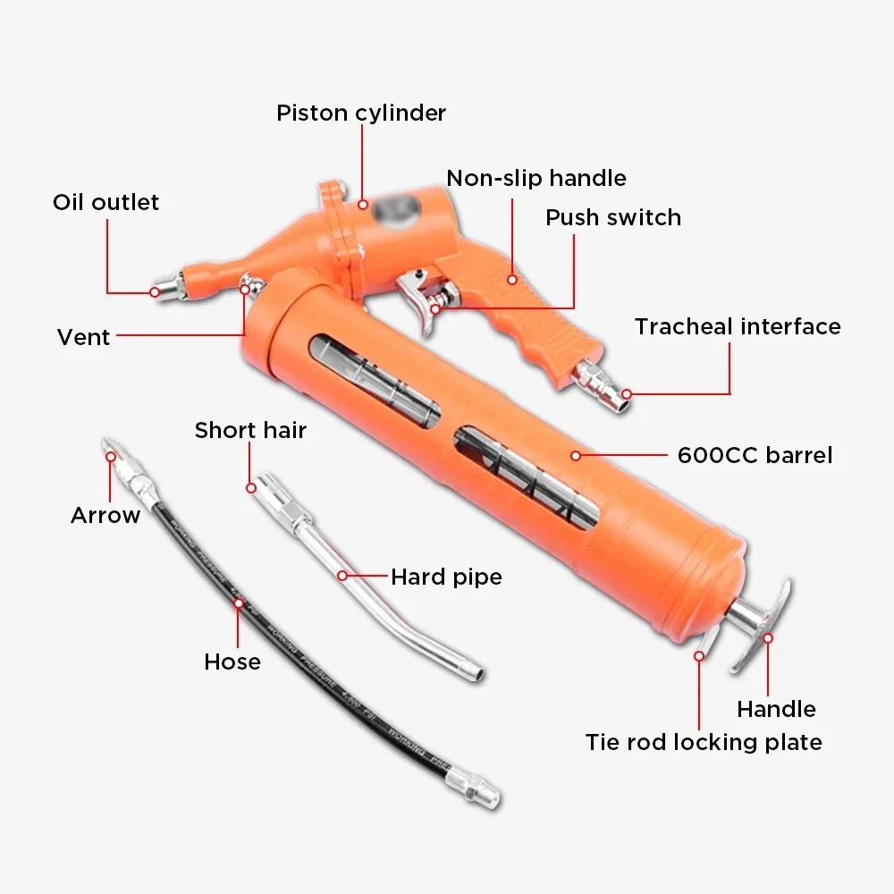 500cc Air-Operated Grease For Gun Heavy Steel Tool Hand Tools Pneumatic Compressor Pump Grease