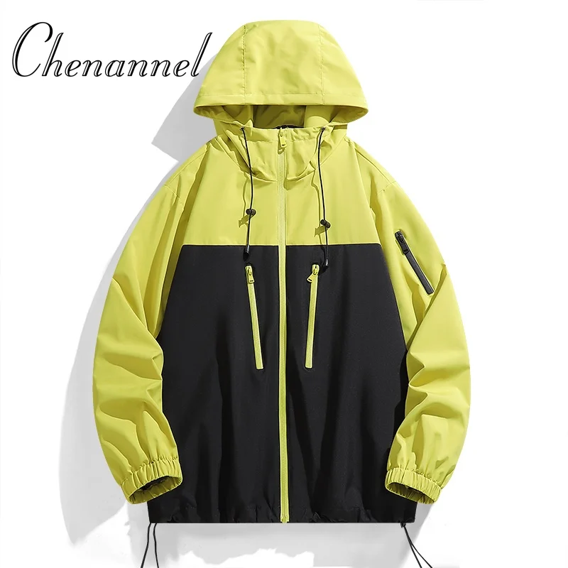

Men's and Women's Spring Autumn Color - Blocked Jacket, Couple Outdoor Windproof Coat