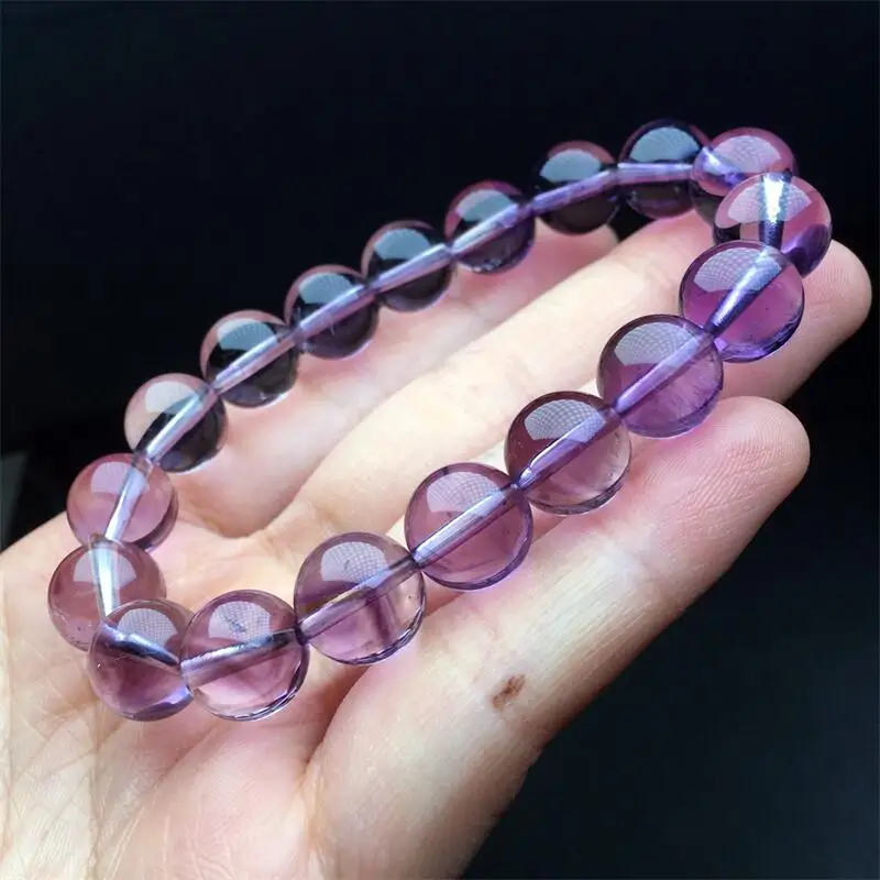 11MM Natural Amethyst Bracelet Handmade Women Healing Gemstone Crystal Strand Bangles Lovers Girlfriend