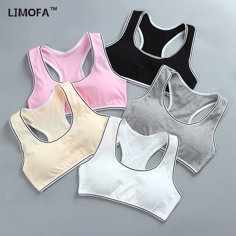 LJMOFA Solid Color Teen Underwear Puberty Girls Training Bras for Kids Teenage Girls Clothing Vest 10 12 14 Years Lingerie B220